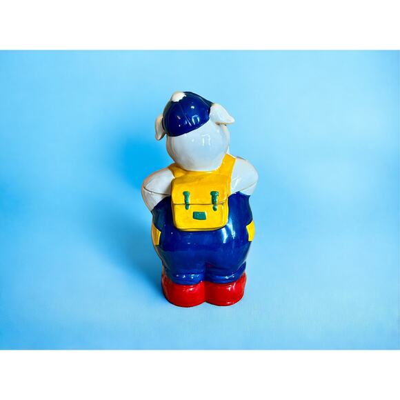 Vintage Cookie Jar-Ceramic Farmer Pig-Mid Century MCM Farmhouse Antique Kitschy - Picture 3 of 9